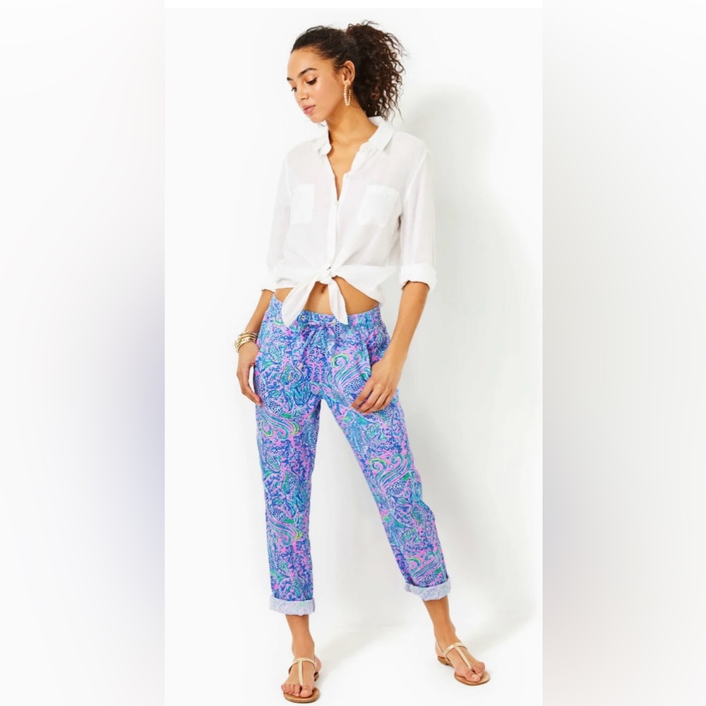 NWT Lilly Pulitzer Taron Mid-rise Linen Pant